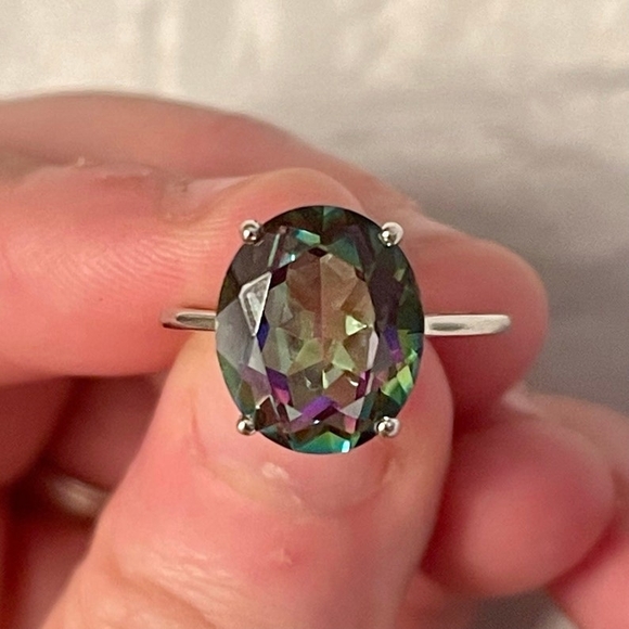 Mystic Topaz Ring Sterling Silver 925,  Birthstone Ring Sterling Silver, - Picture 1 of 10
